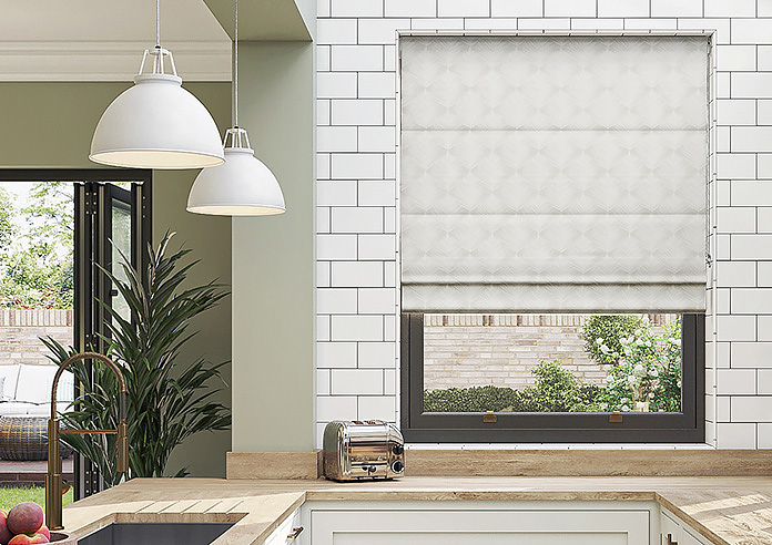Gentle Palm, Warm Grey - Motorised Roman Blind - Image 3